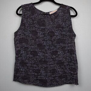 Luca Luca grey wool blend tiered ruffle sleeveless sheer shirt-8